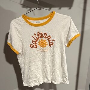 Old Navy White California Tee with Yellow Trim